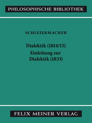 cover image of Dialektik (1814/15). Einleitung zur Dialektik (1833)